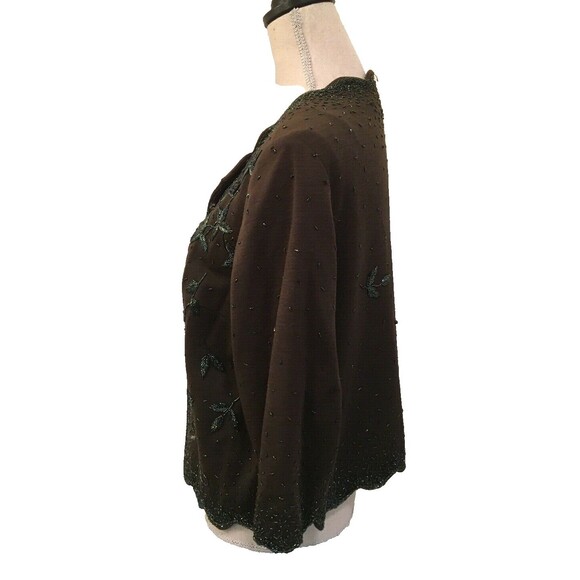 Vintage Grace Taylor Women's Beaded Jacket Size 16.5 US 8 (MEDIUM) Green Wool - Picture 3 of 9